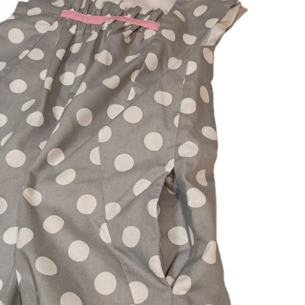 Kelly's Kids Polka Dot A-line Dress Girls 7/8 Grey Lined Pockets Sleeveless‎